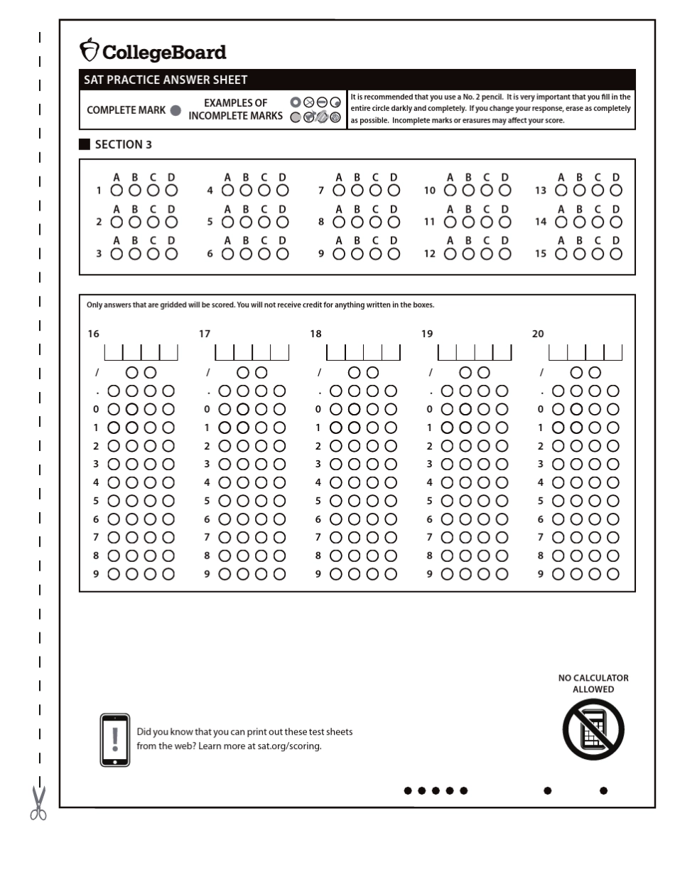 新SAT官方指南答题纸AnswerSheet_第3页
