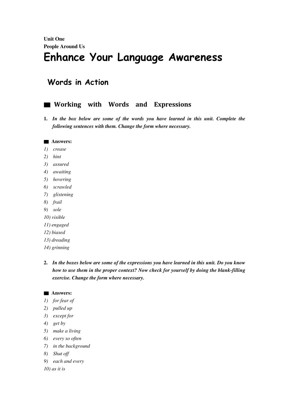 新世纪大学英语第2版综合教程3(14单元)练习答案_第1页