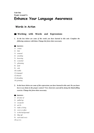 新世纪大学英语第2版综合教程3(14单元)练习答案