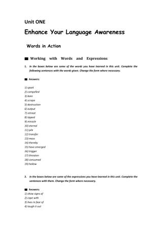 新世纪大学英语综合教程4(第二版)_习题答案14单元