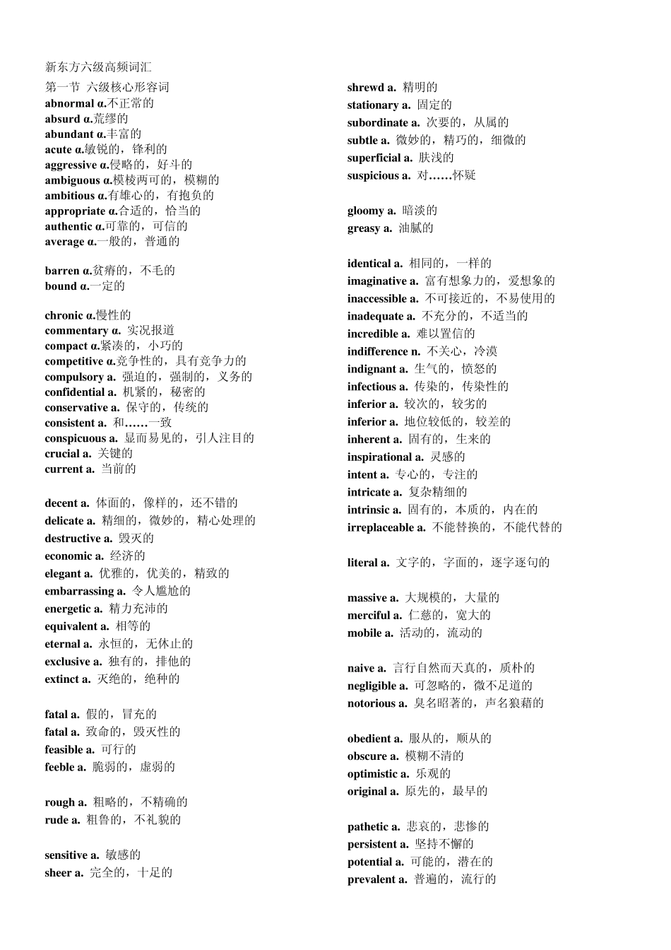 新东方英语六级高频词汇整理_第1页