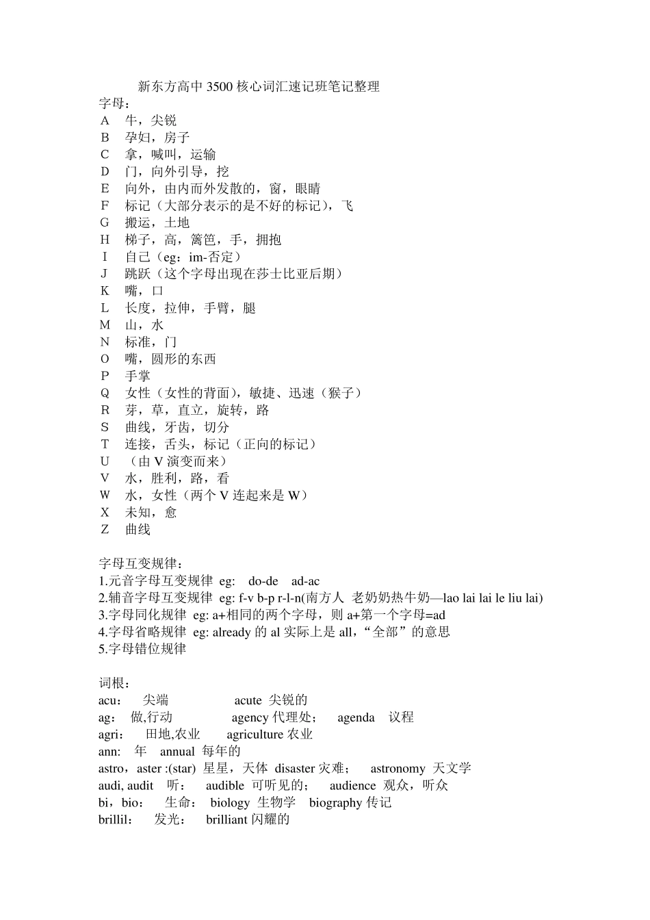 新东方高中3500核心词汇速记班笔记整理_第1页