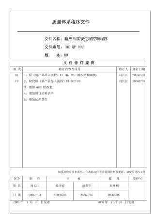 新产品实现过程控制程序