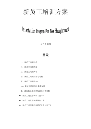 新人培训方案
