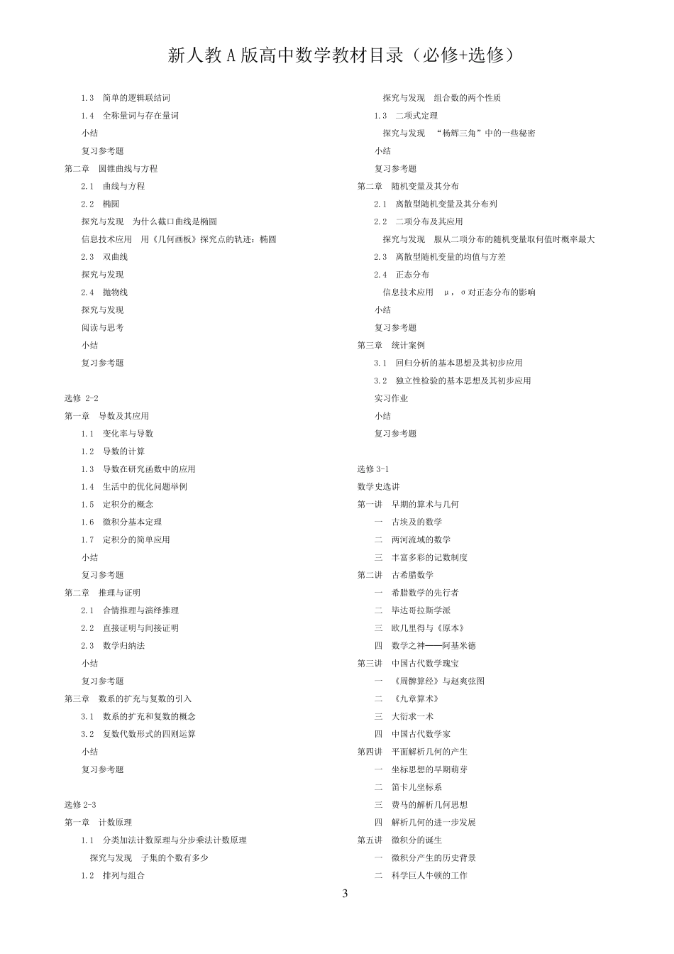新人教A版高中数学教材目录(必修+选修)_第3页