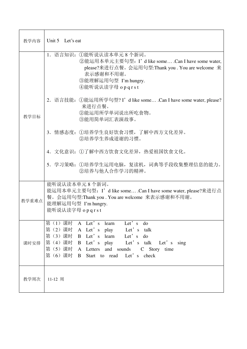 新人教版PEP小学三年级英语上册Unit5单元教案_第1页
