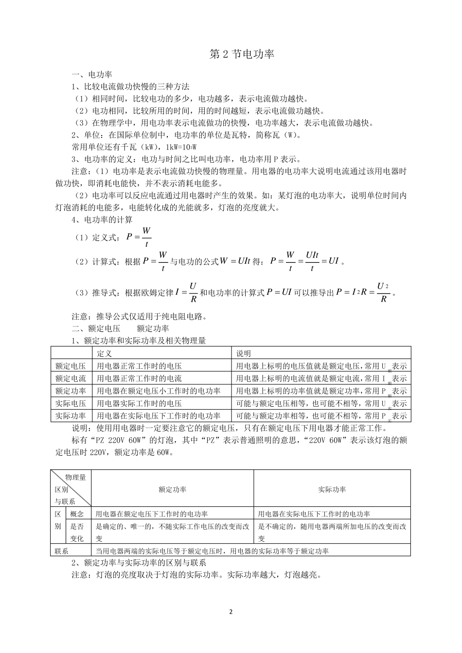 新人教版九年级物理第18章电功率知识点全面总结_第2页