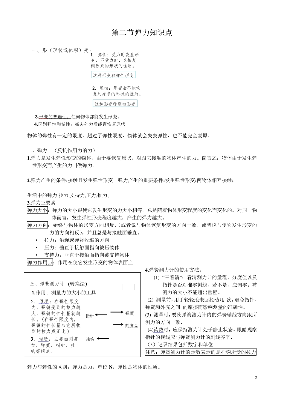 新人教版八年级下册物理：全册各章节知识点(详细,值得收藏!!!)_第2页