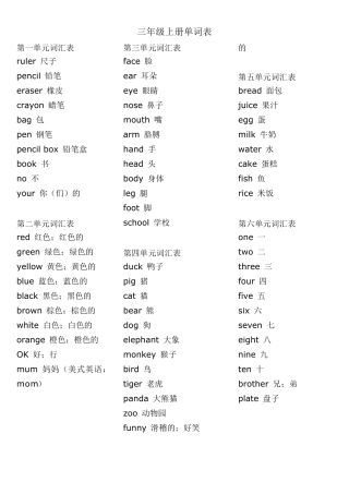 新人教版小学英语36年级单词表