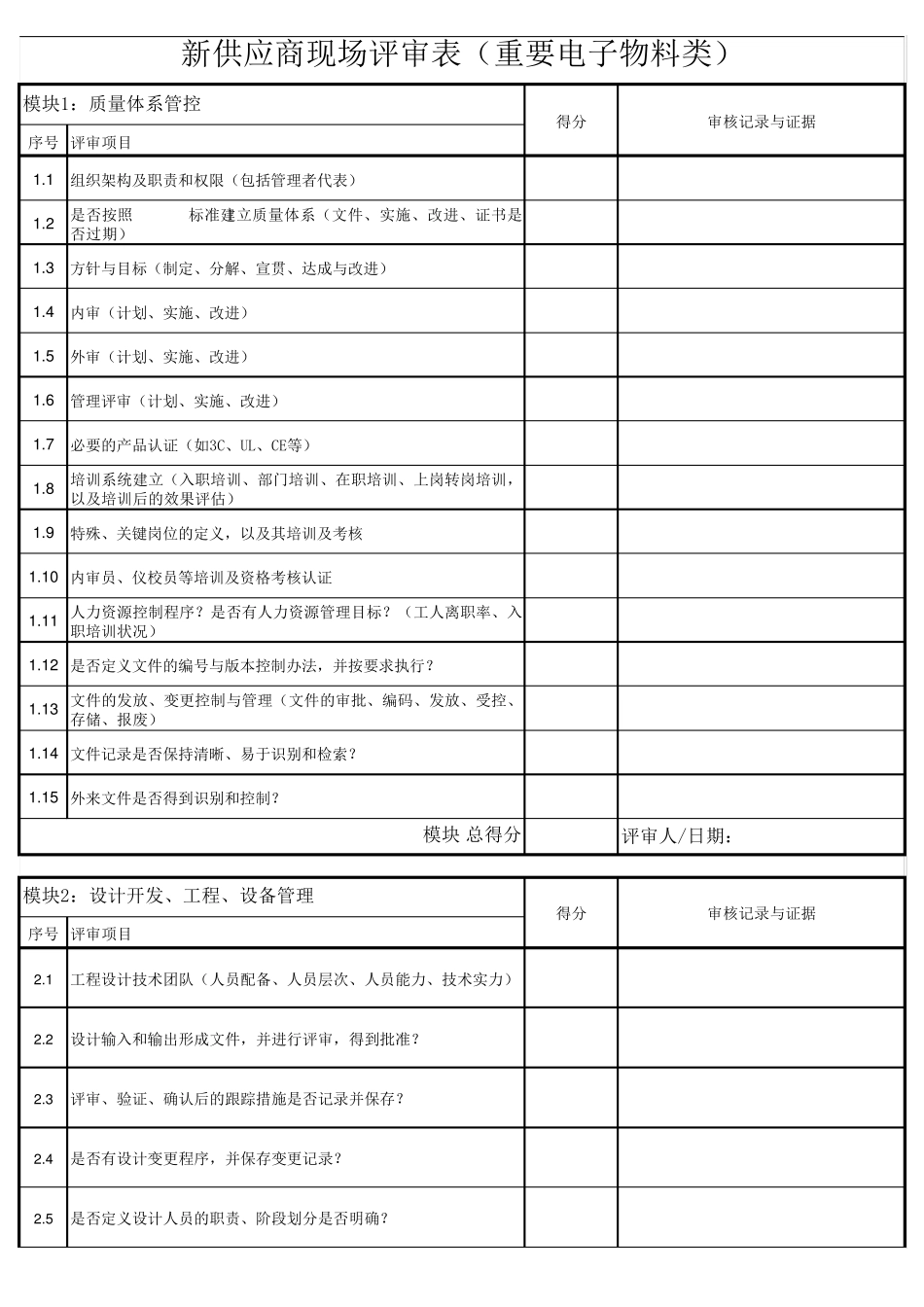 新供应商现场评审表_第1页