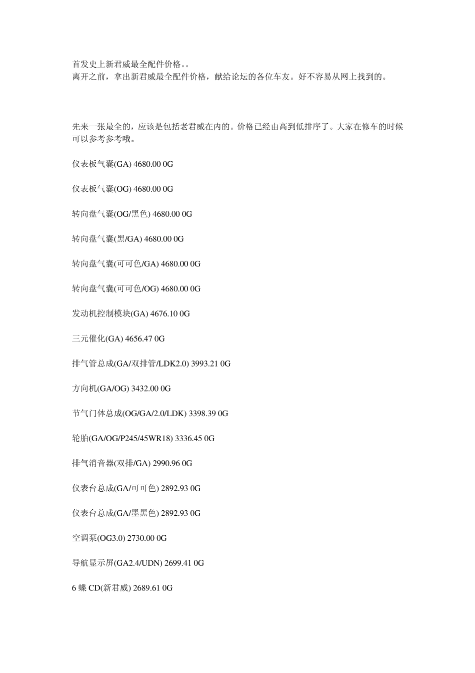 新君威最全配件价格_第1页