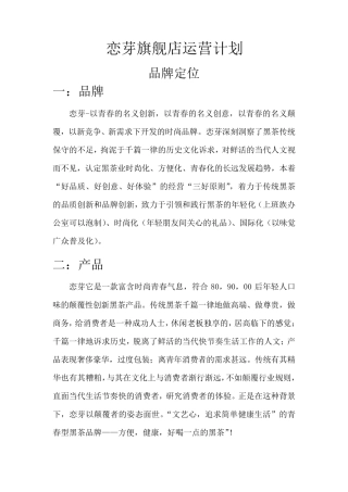新品牌新天猫旗舰店运营计划