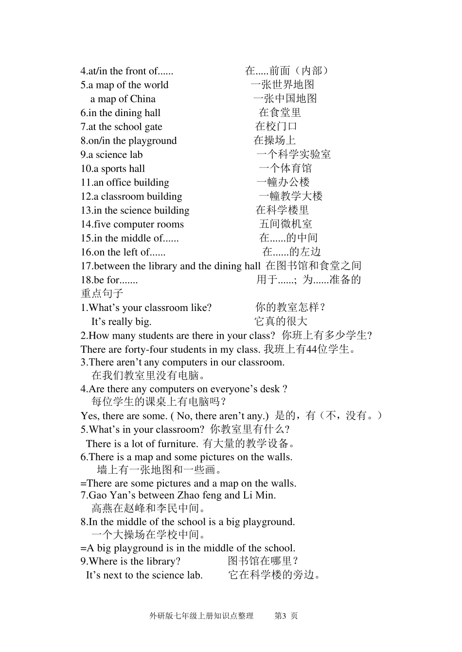 新外研版七年级上册知识点整理期末总复习必背_第3页