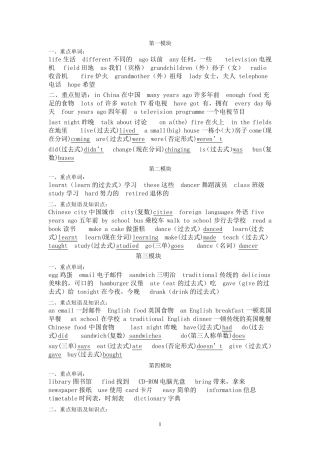 新外研版三年级起点五年级下册重点短语及知识点MicrosoftWord文档