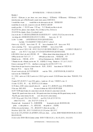 新外研版英语初二下册知识点及短语集