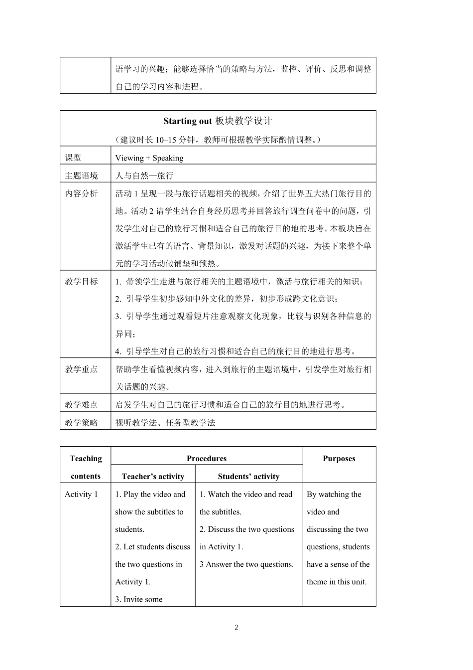 新外研版高中英语必修第二册Unit5教学设计_第2页