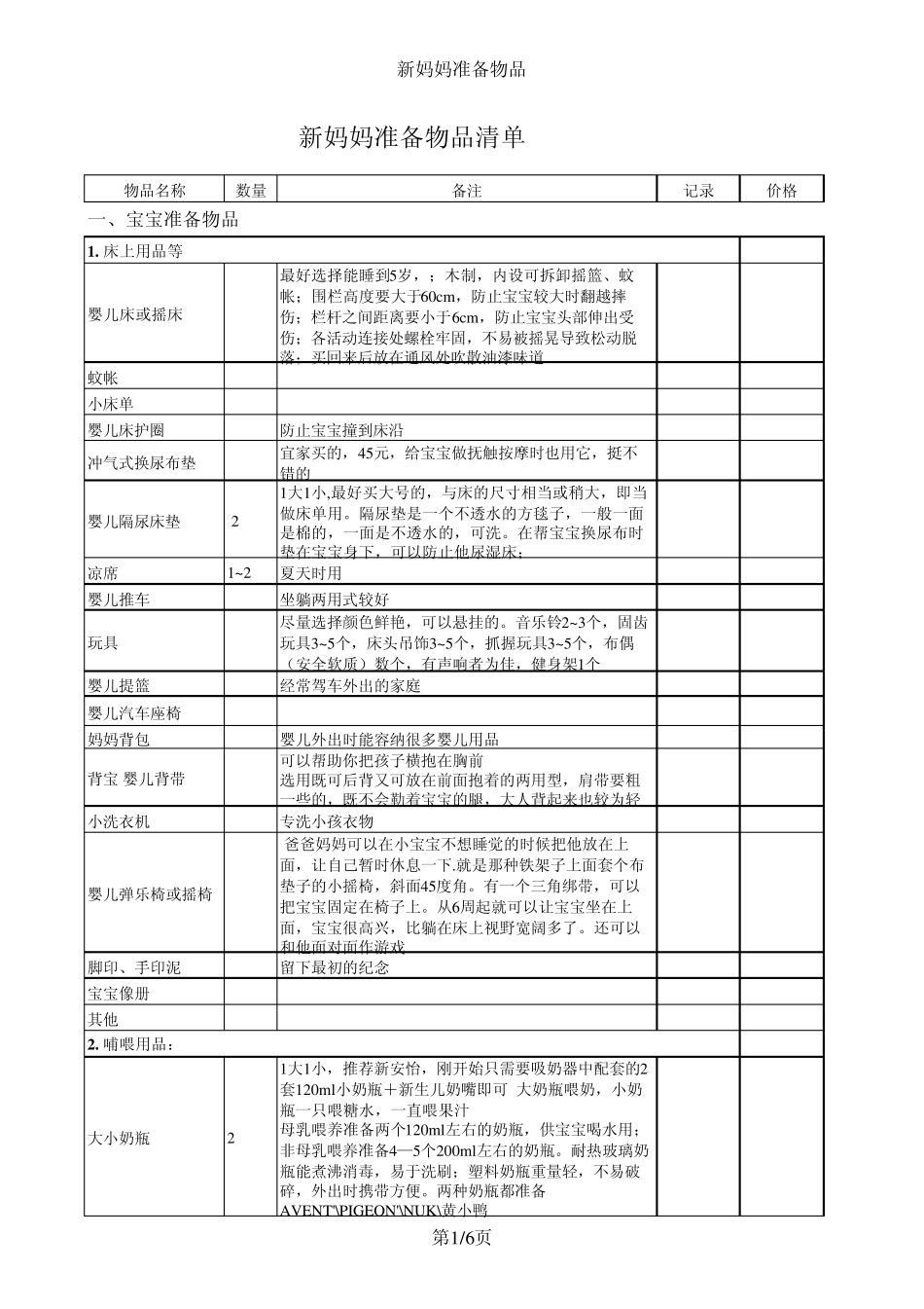 新妈妈准备物品_第1页
