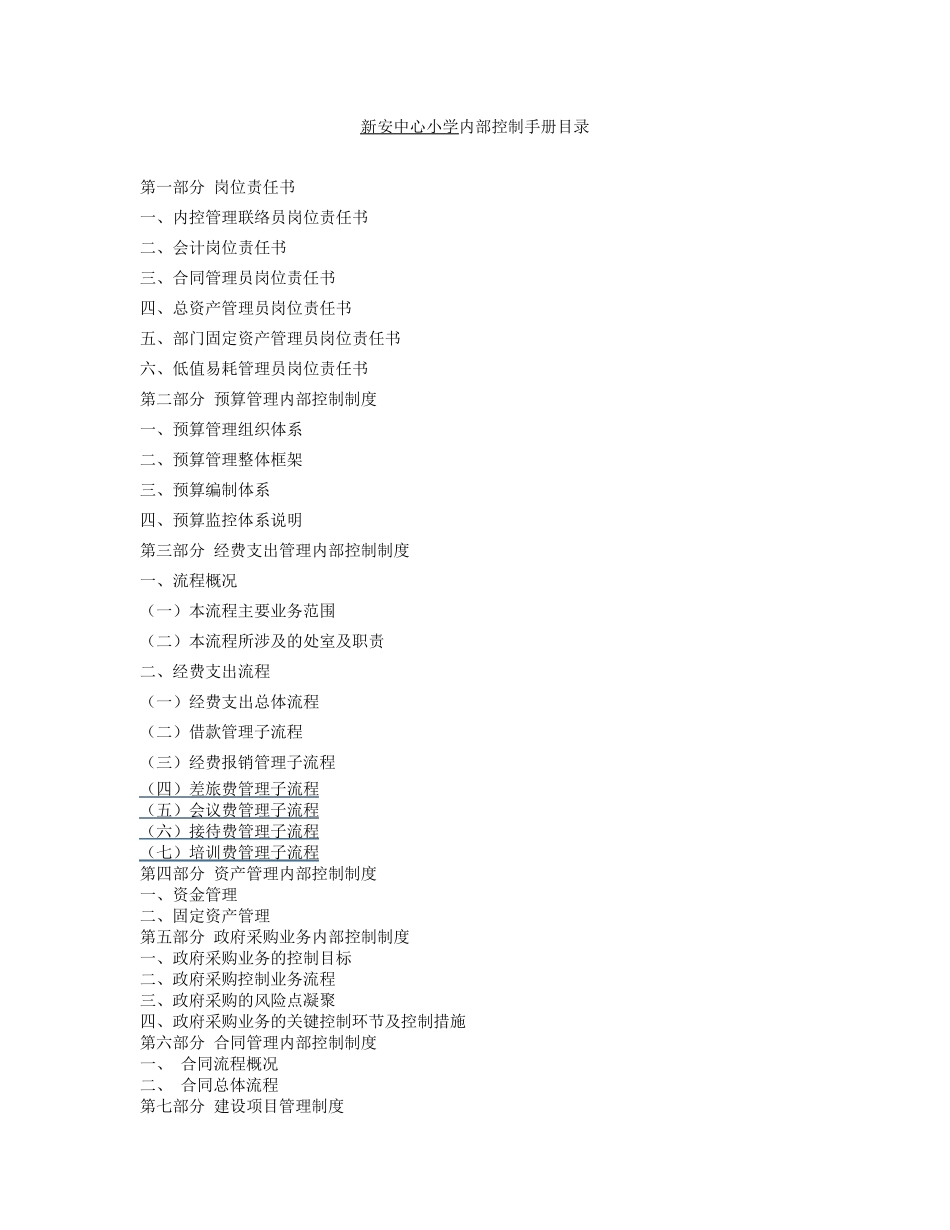 新安中心小学内部控制手册目录_第1页