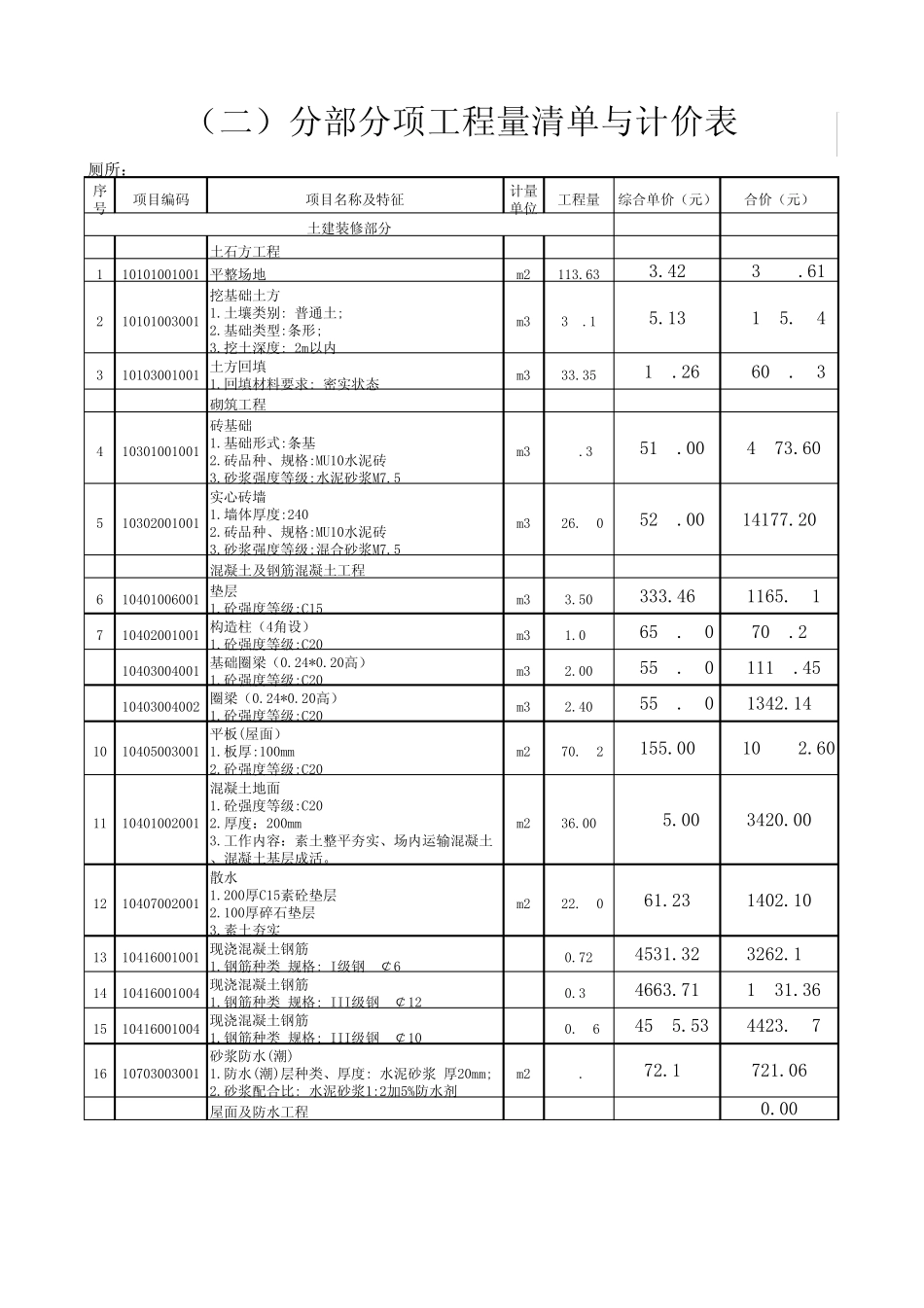新建厕所清单(变更)报价_第1页