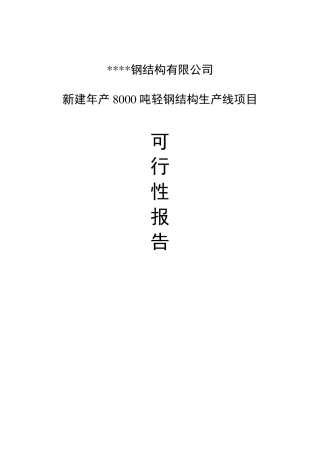 新建钢结构生产线项目可研报告