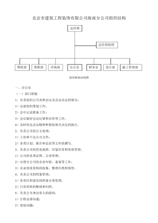 新成立的工程装修公司组织结构