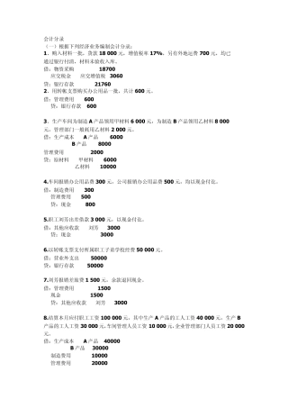 新手入门必备会计分录
