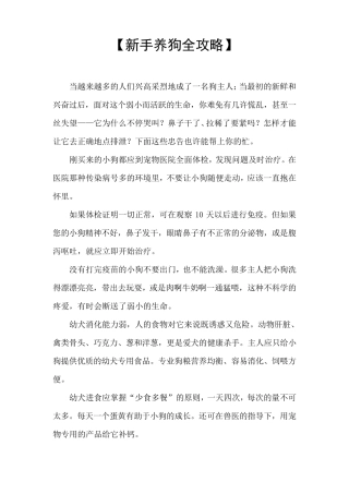 新手养狗全攻略