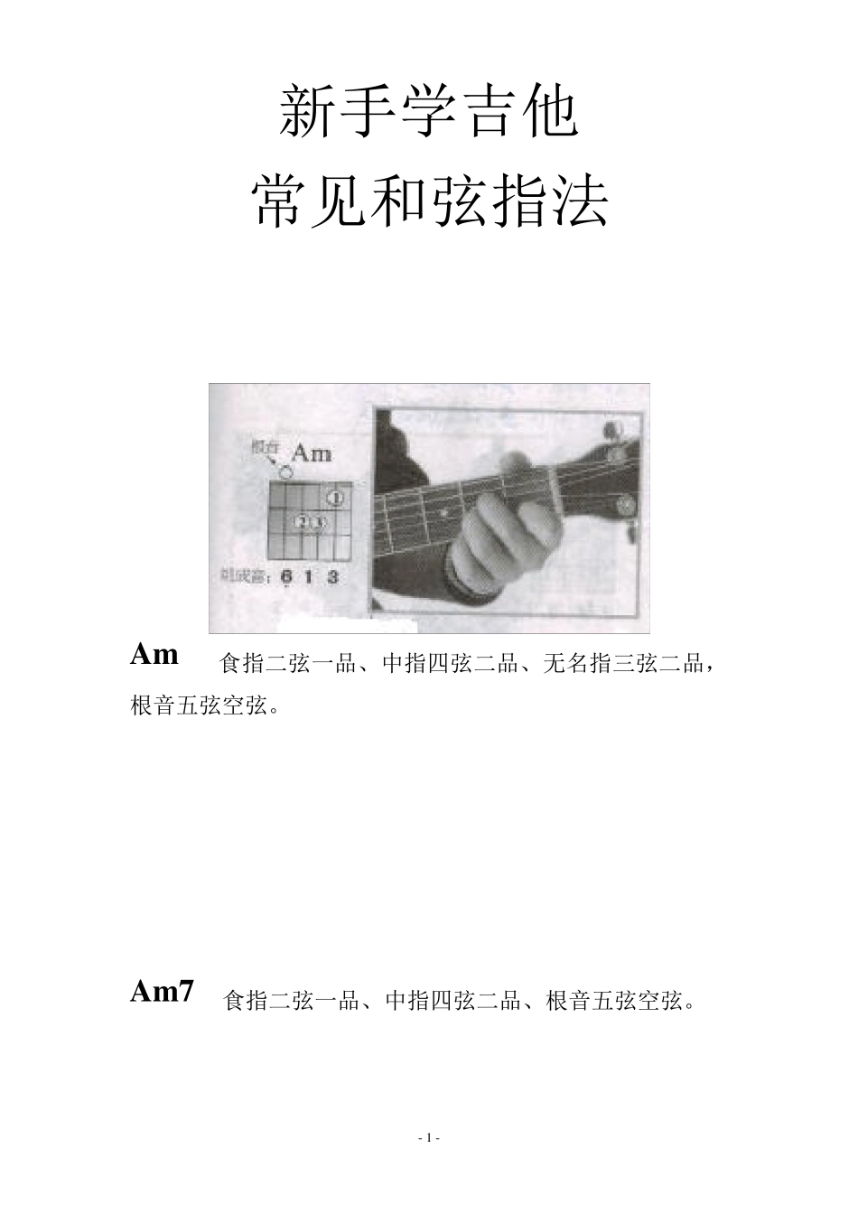新手吉他常见和弦图谱_第1页