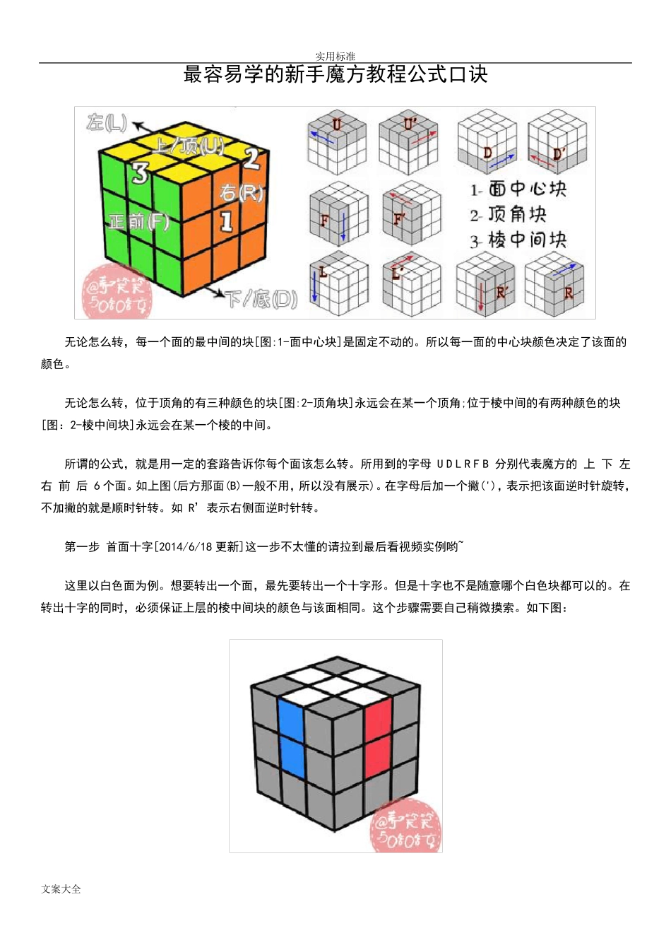 新手魔方教程公式口诀_第1页
