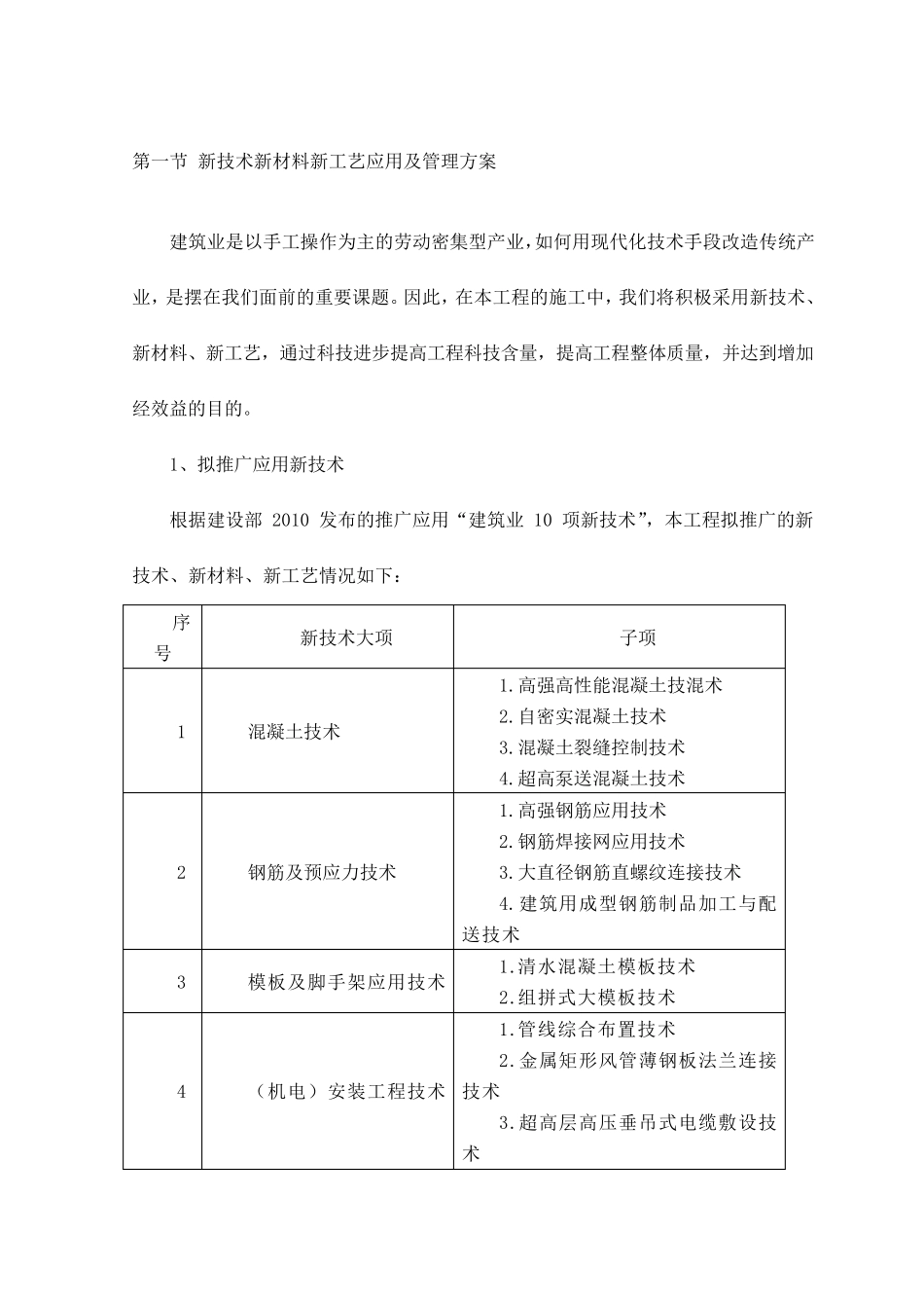 新技术新材料新工艺应用及管理方案_第1页