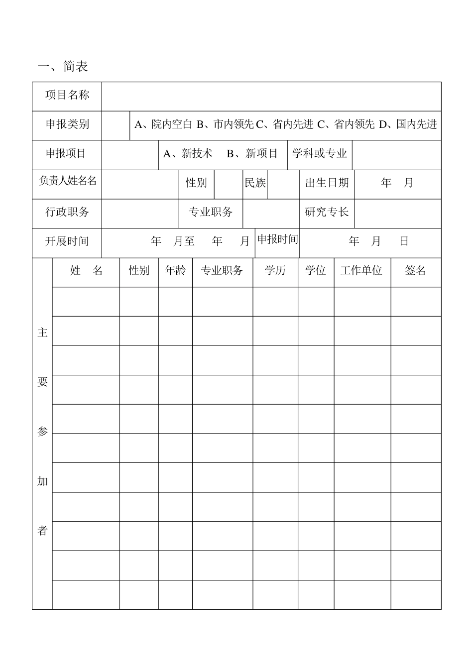 新技术新项目申报表_第2页
