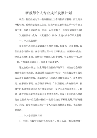 新教师个人专业成长发展计划
