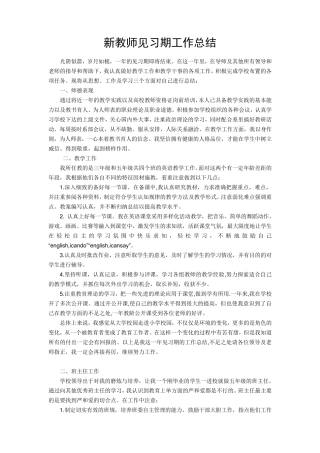 新教师见习期工作总结