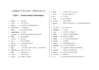 新教材人教版高中英语必修三词汇表