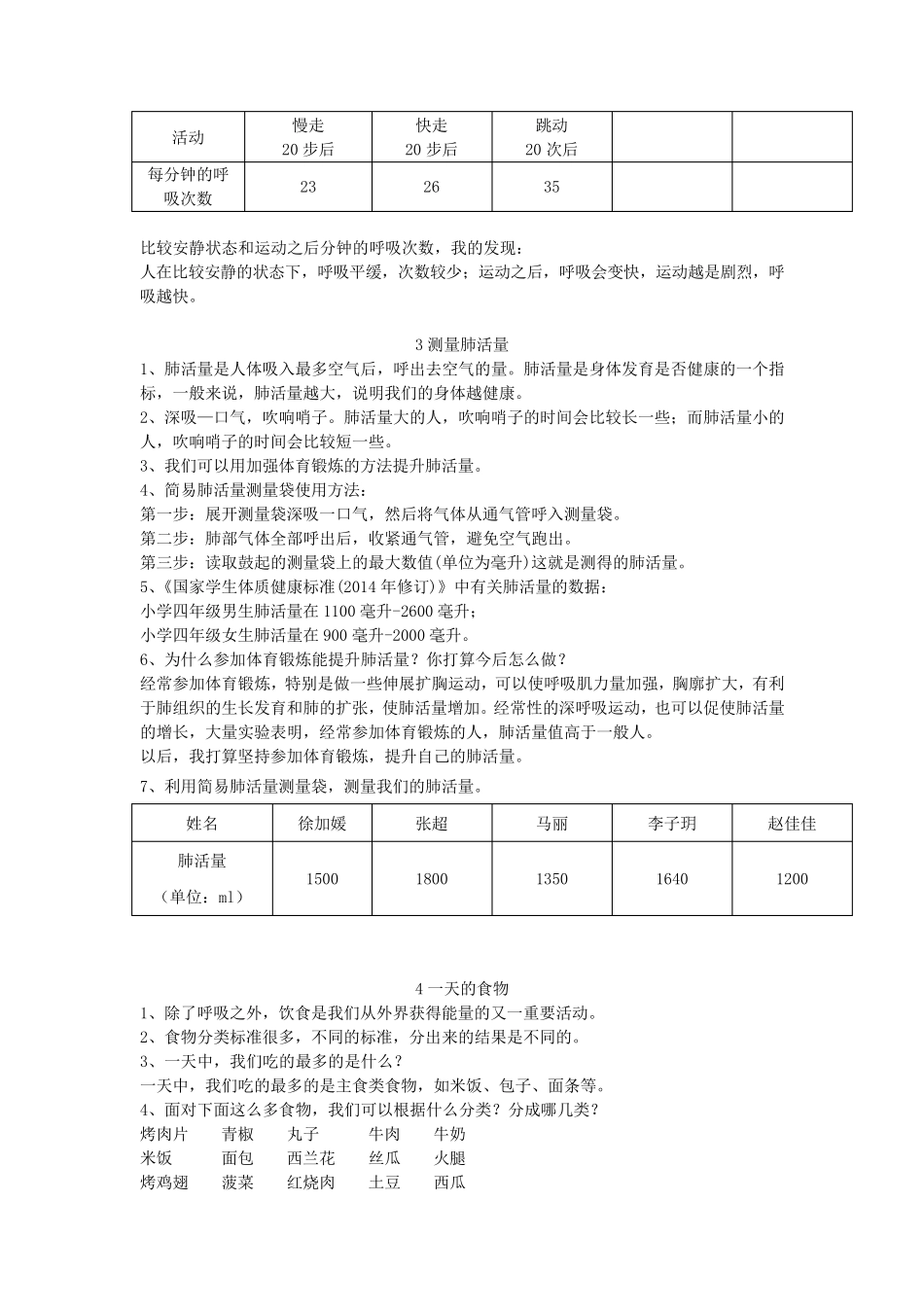 新教科版四年级上册科学第二单元《呼吸与消化》知识点整理_第3页