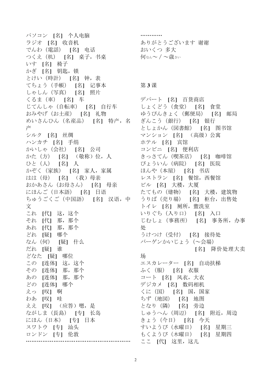 新日语等级考试N3级别词汇_第2页