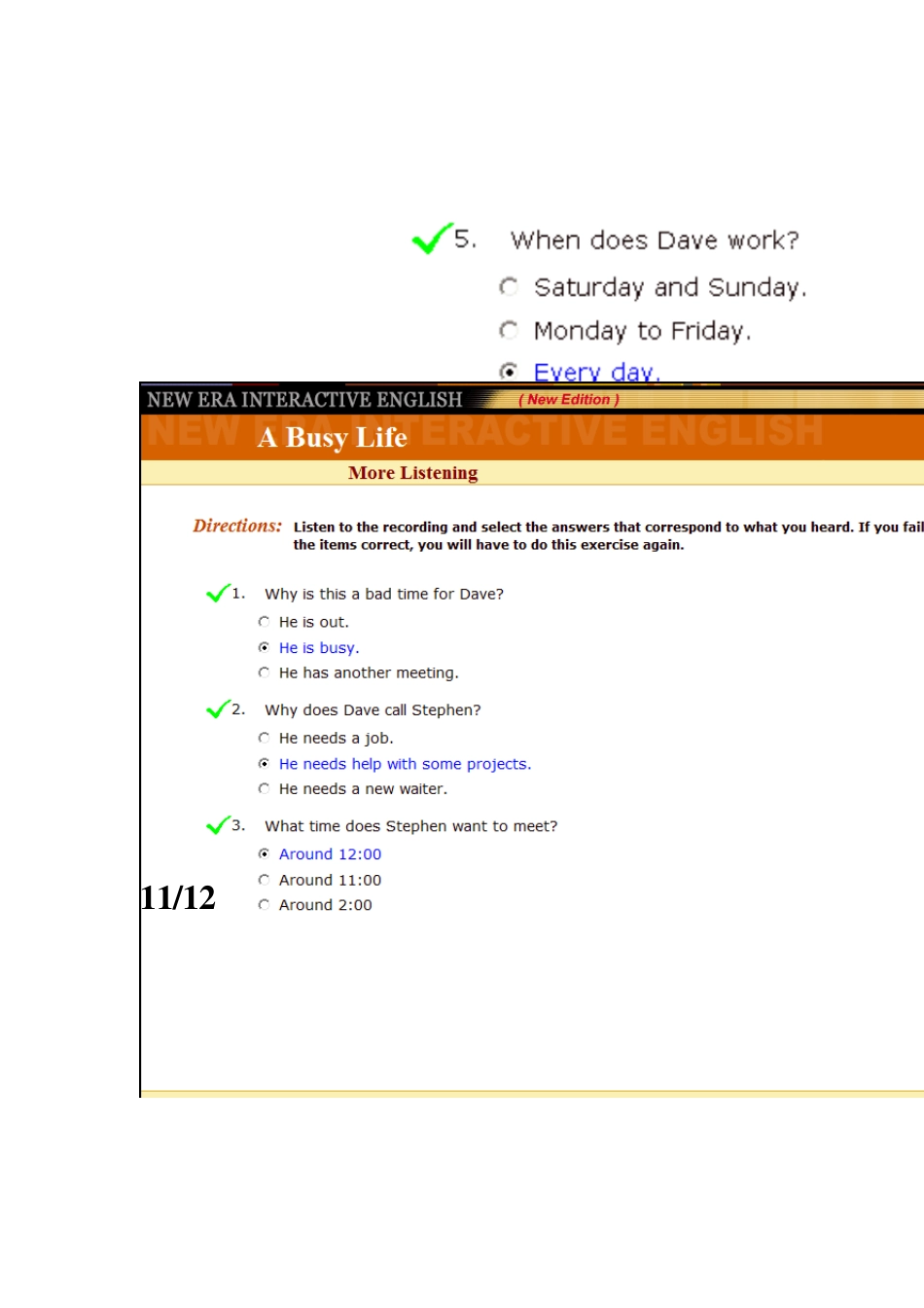 新时代交互英语视听说1第5单元+测试1答案_第2页