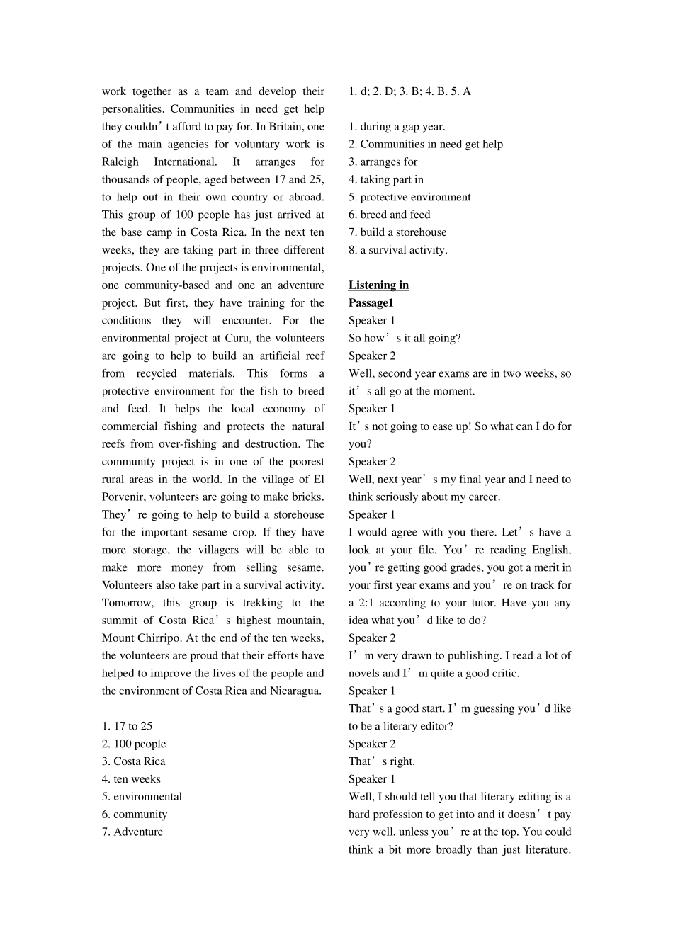 新标准大学英语视听说教材2Unit910听力原文及课后答案_第3页
