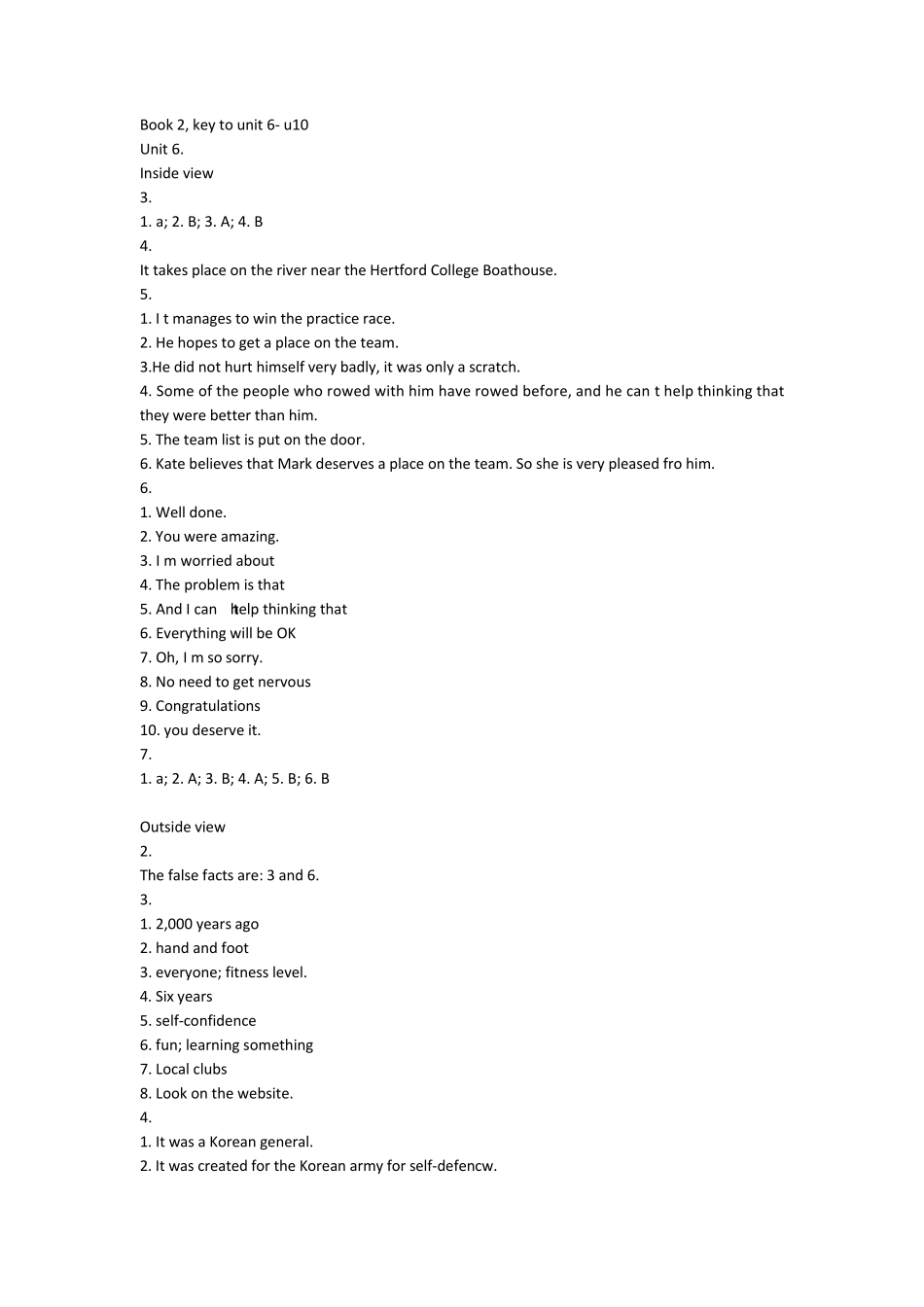 新标准大学英语视听说教程2Unit6Unit10习题答案_第1页