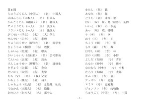新标准日本语词汇表(初级全册)