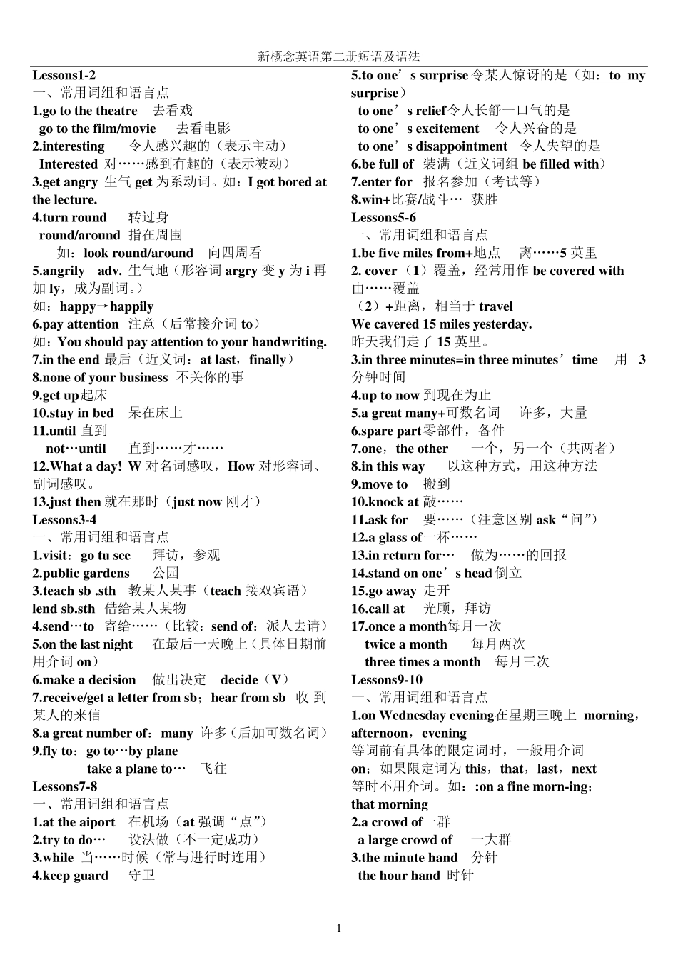 新概念二册短语及语法总结_第1页