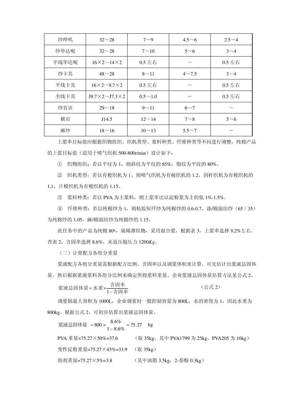 浆纱工艺设计指导书_第3页