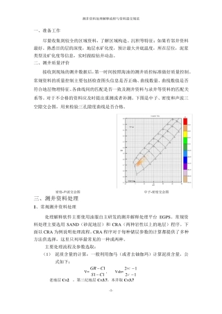 测井资料处理解释流程与资料提交规范