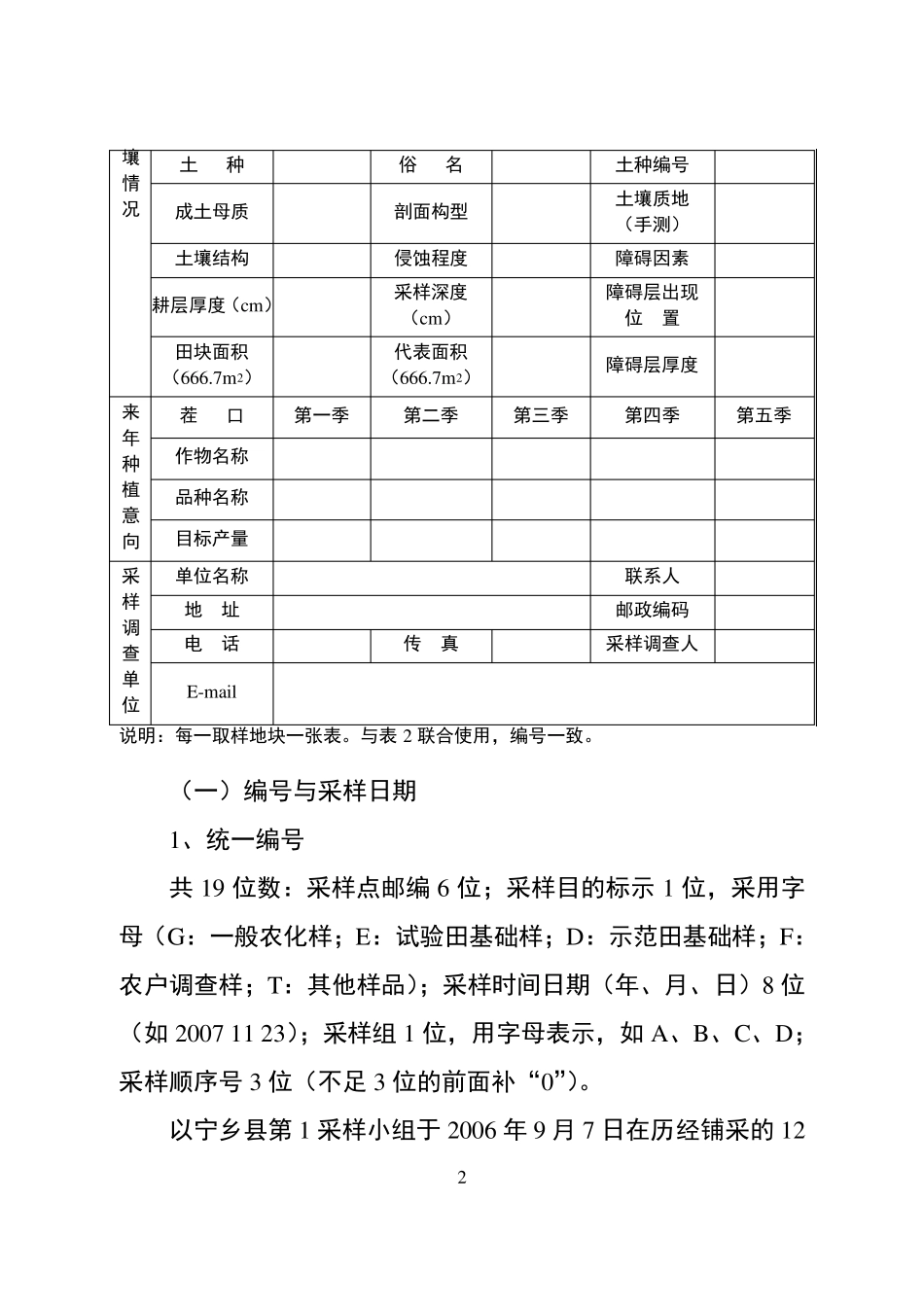 测土配方施肥野外调查表格填写_第2页