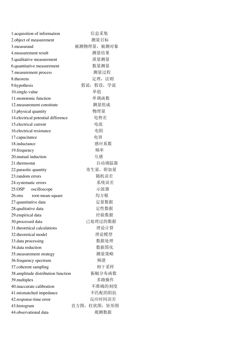 测控技术与仪器专业英语单词句子整理_第1页