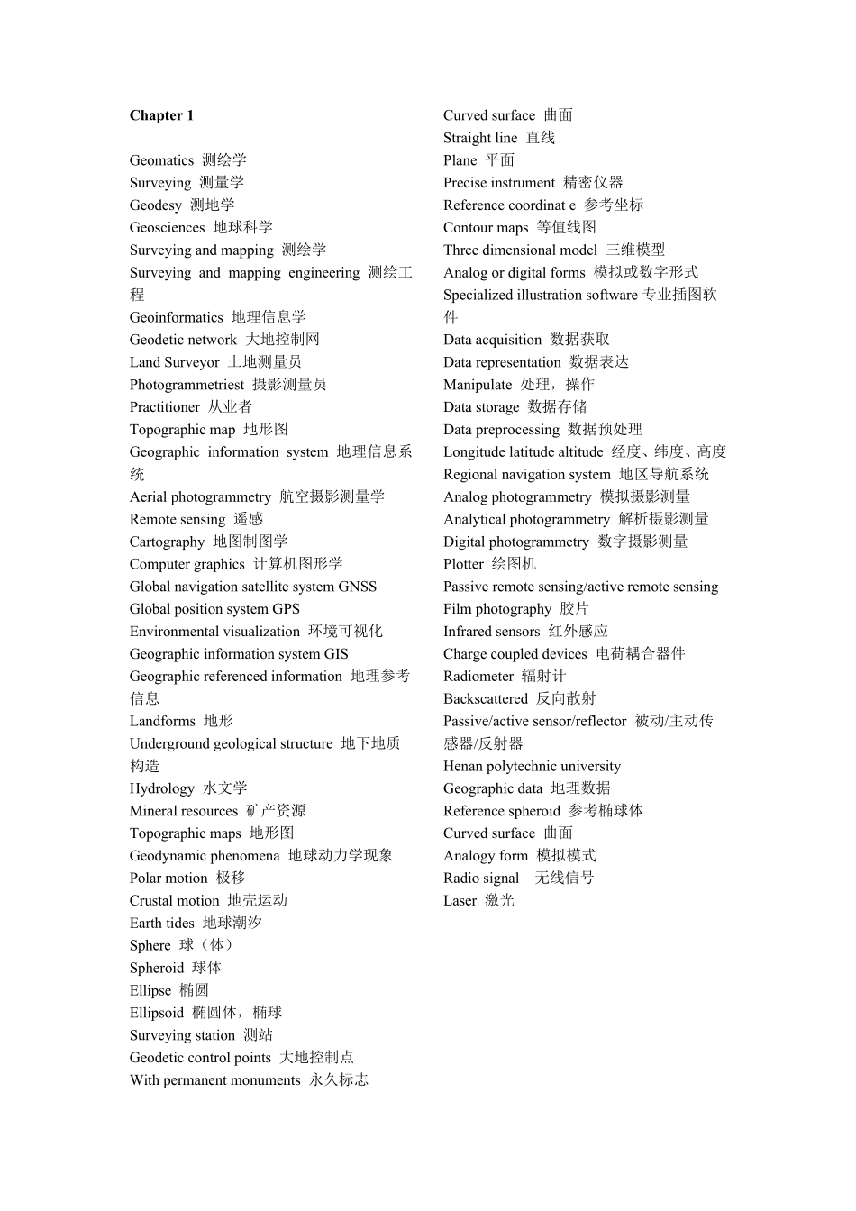 测绘专业英语单词_第1页