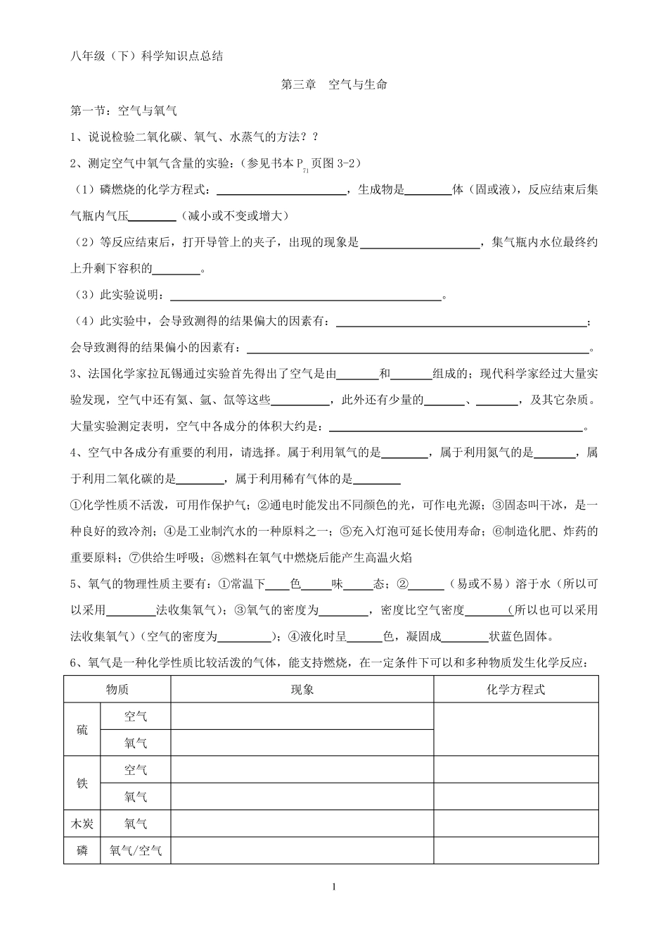 浙教版科学八年级(下)第三章知识点总结_第1页