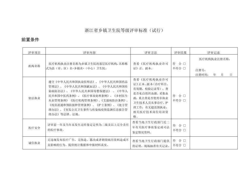 浙江省乡镇卫生院等级评审标准_第1页