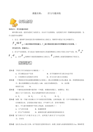 浮力的四种计算方法的应用