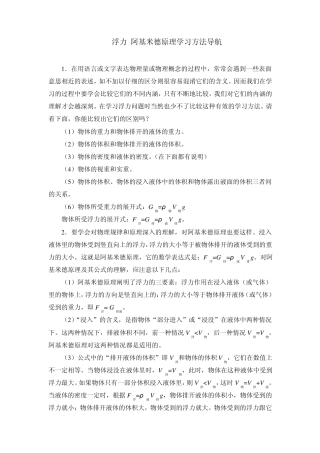 浮力阿基米德原理学习方法导航